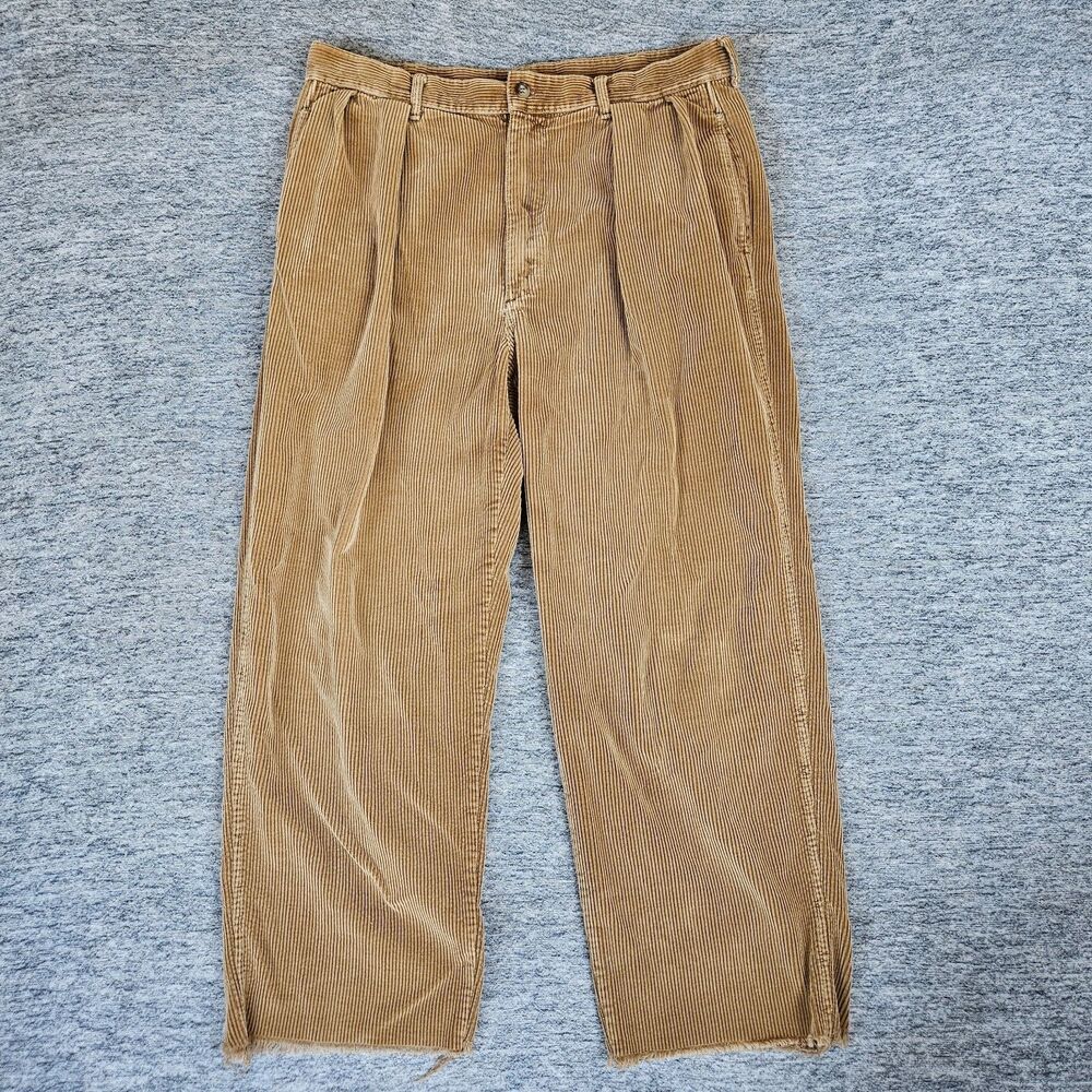 Vintage Polo Ralph Lauren Corduroy Pants Mens 35x26 Brown Tan USA Made CUT OFFS